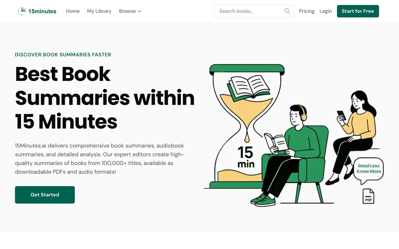 Screenshot of the 15Minutes website