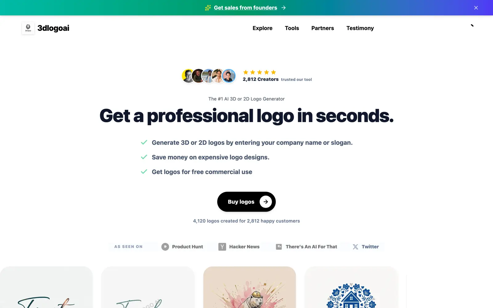 Screenshot of the 3D Logo AI website