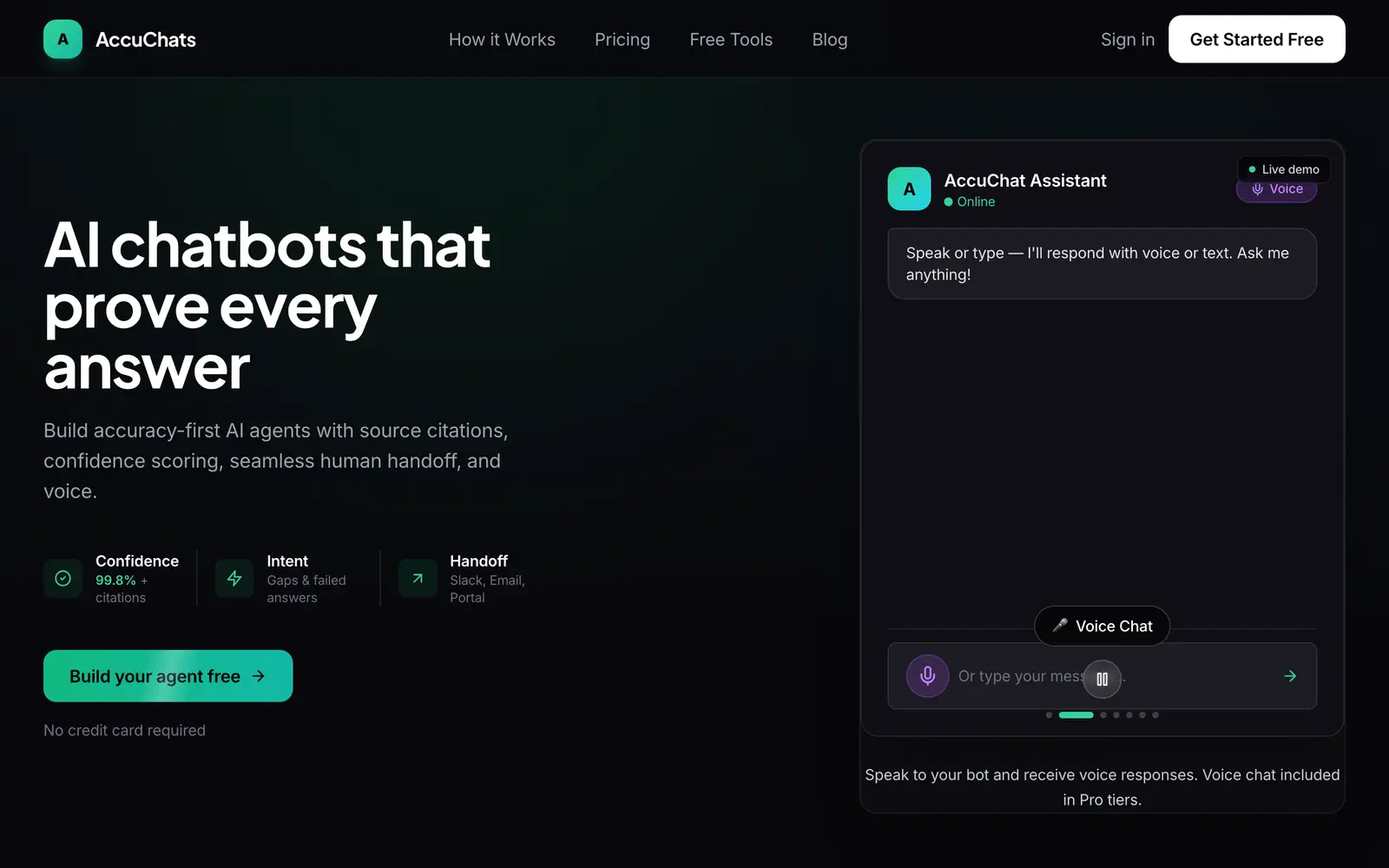 Screenshot of the AccuChats website