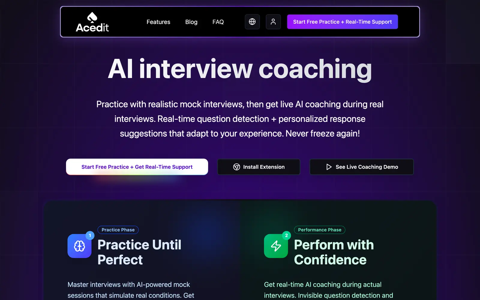 Screenshot of the Acedit website