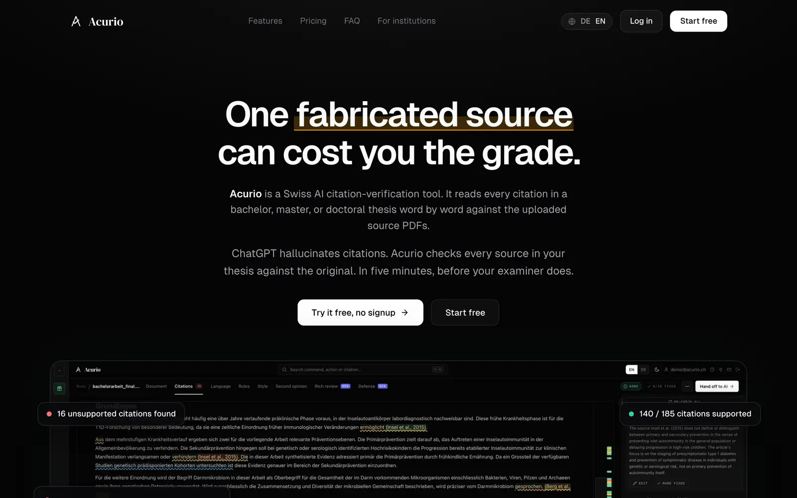 Screenshot of the Acurio website