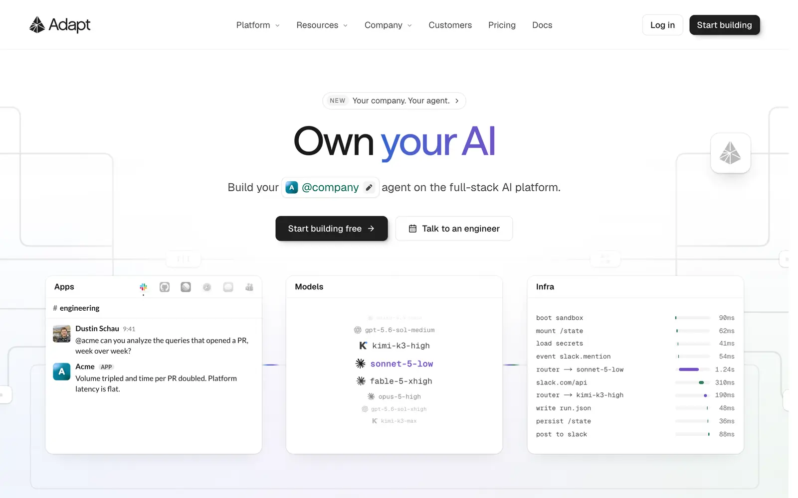 Screenshot of the Adapt website