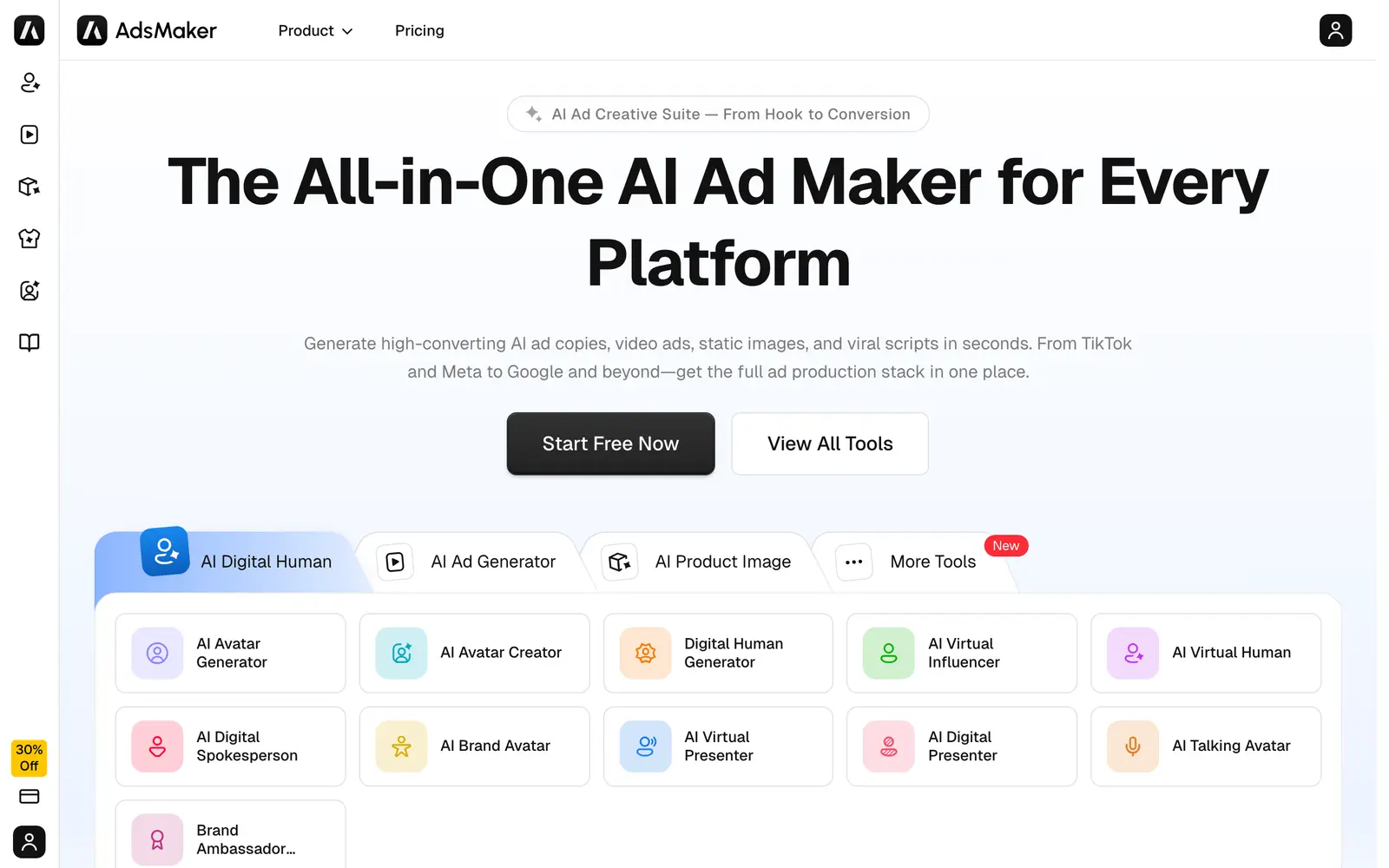 Screenshot of the AdsMaker.ai website