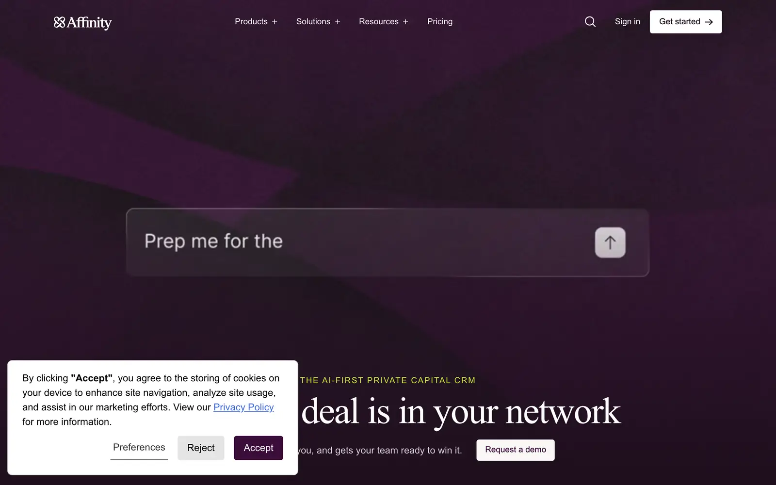 Screenshot of the Affinity website