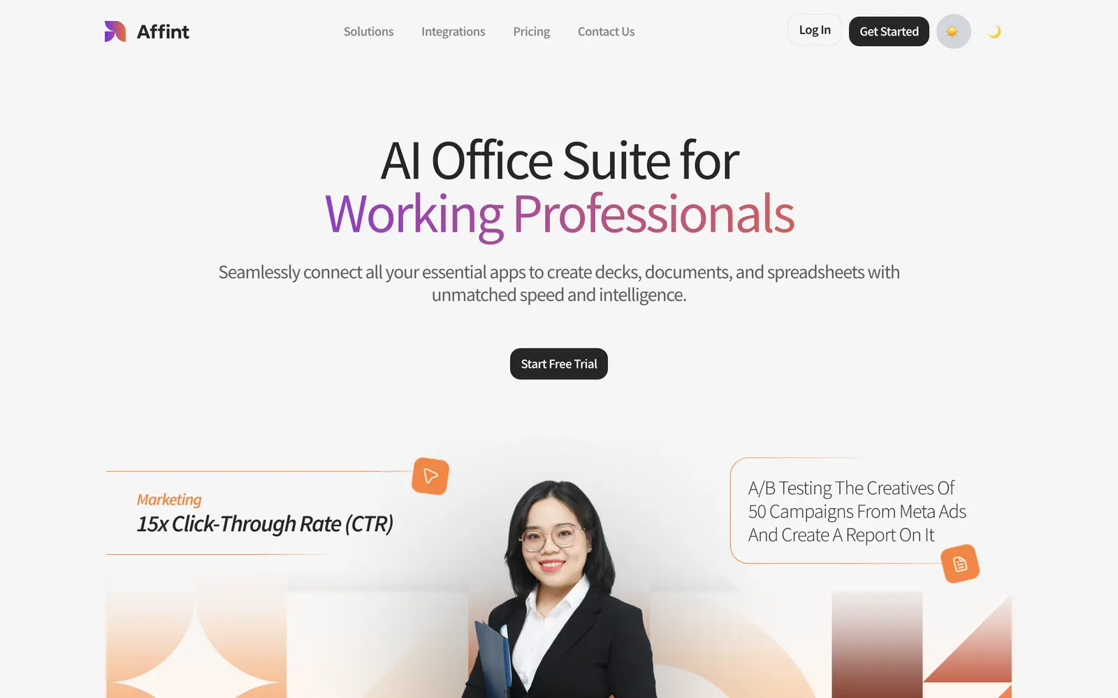 Screenshot of the Affint website