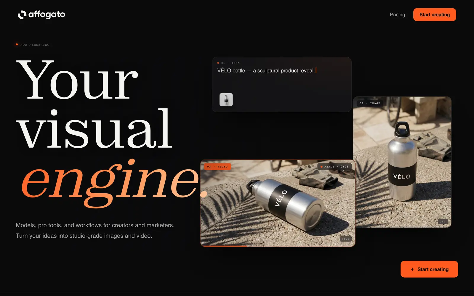 Screenshot of the Affogato AI website