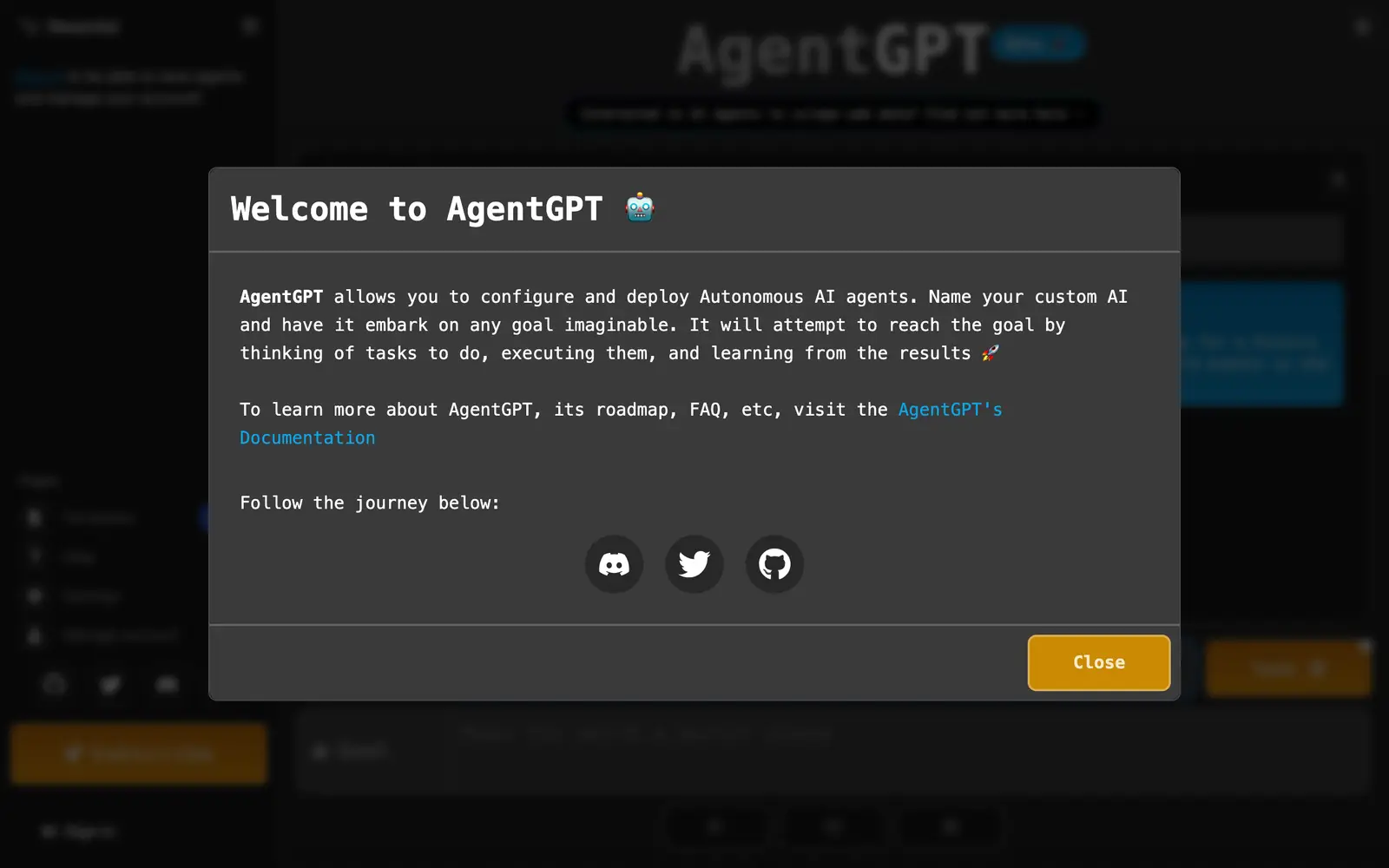 Screenshot of the AgentGPT website