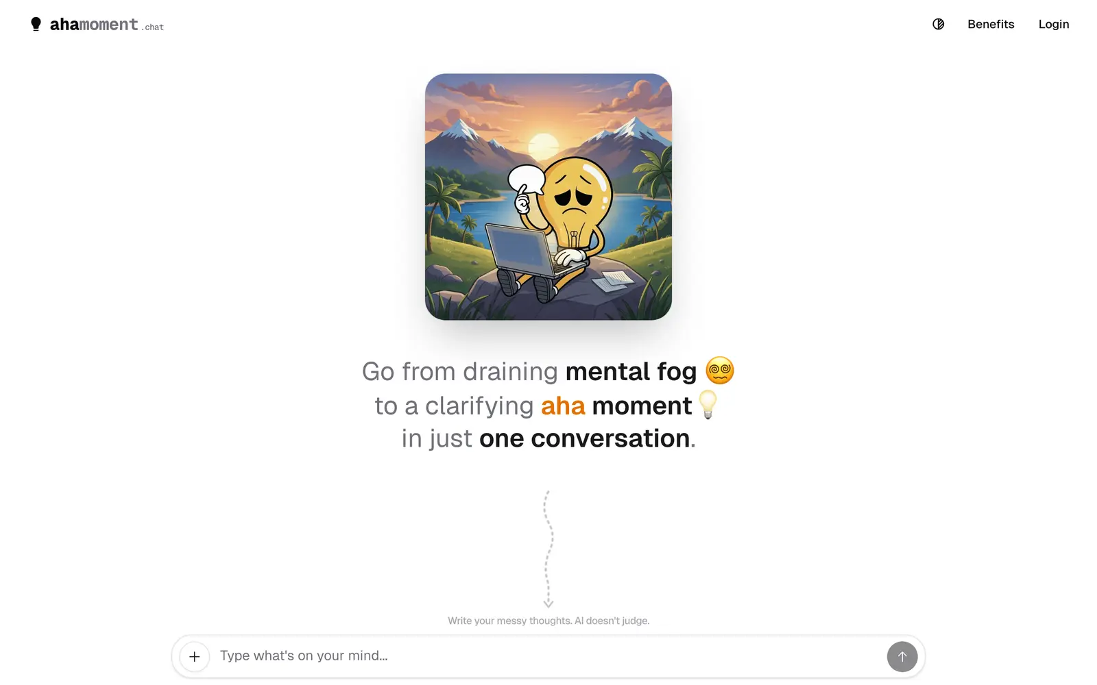 Screenshot of the AhaMoment.chat website