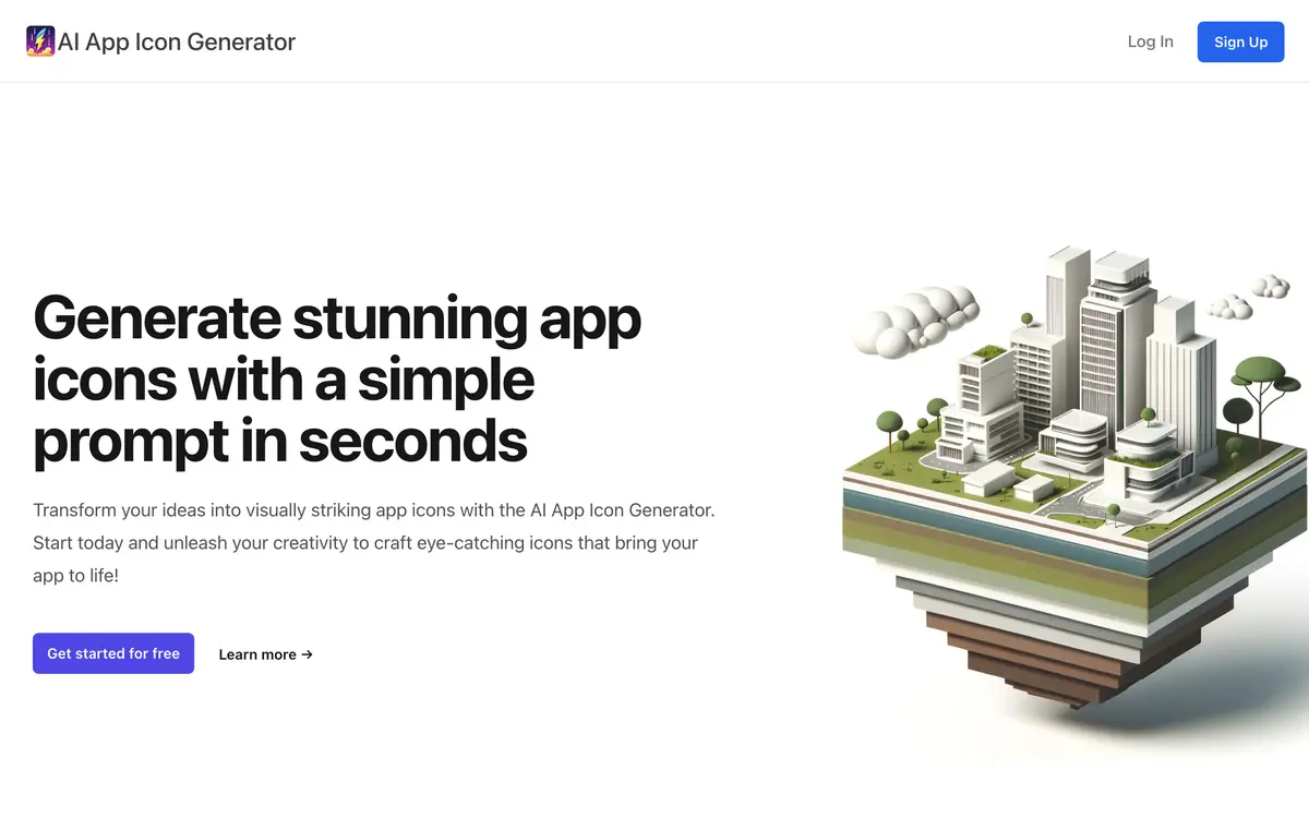 Screenshot of the AI App Icon Generator website