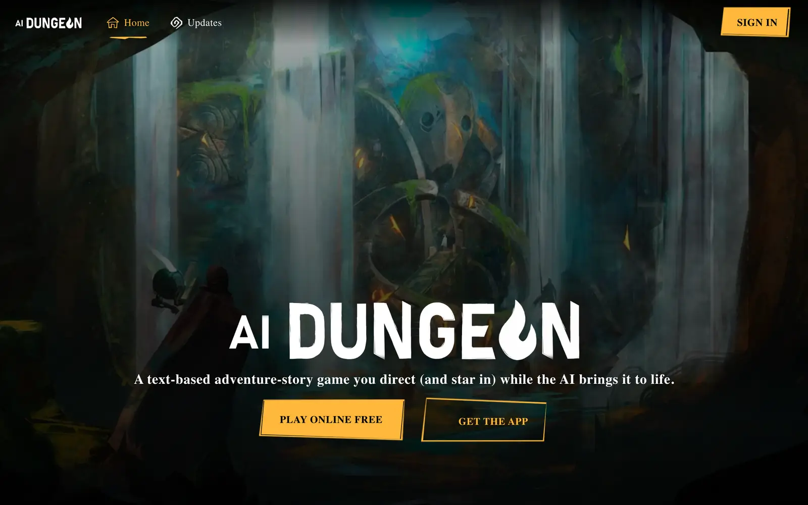 Screenshot of the AI Dungeon website