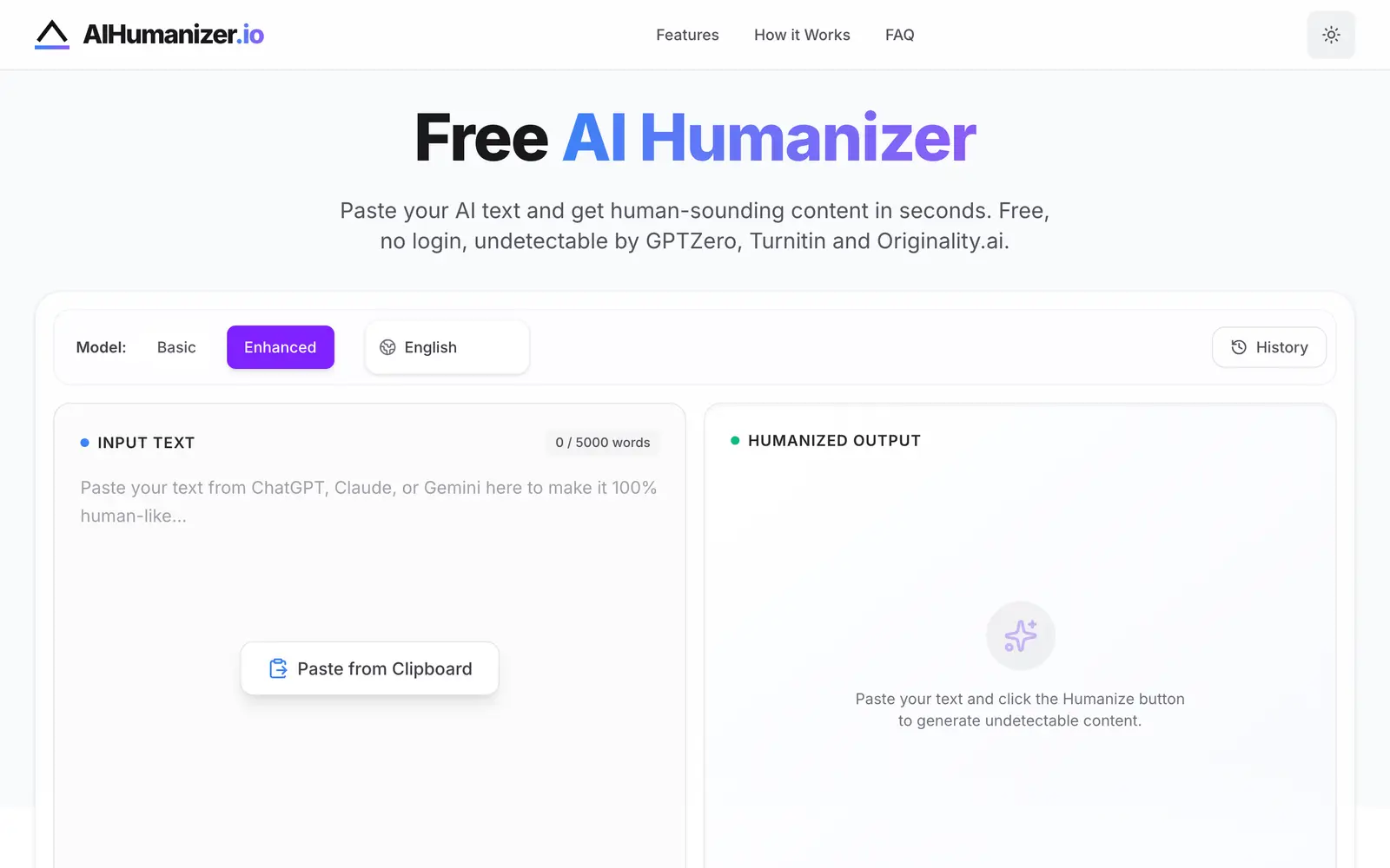 Screenshot of the SuperHumanizer website