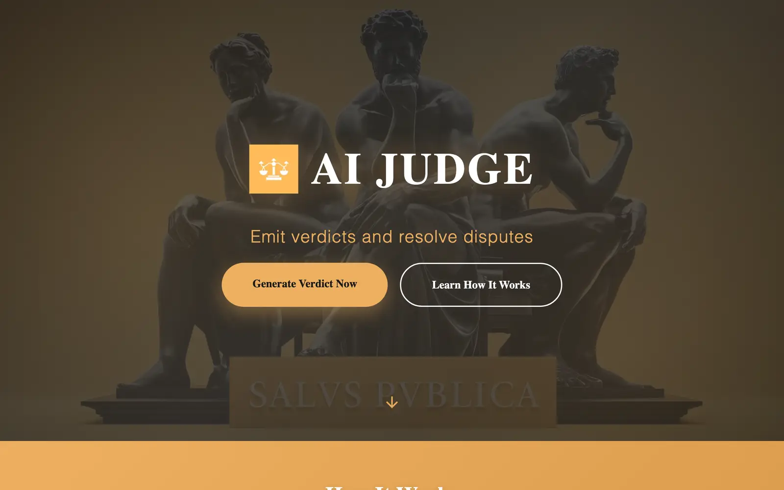Screenshot of the AI Judge website