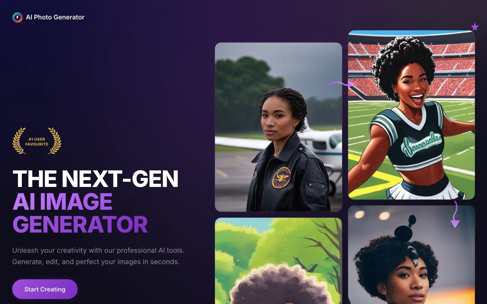 Screenshot of the AI Photo Generator website