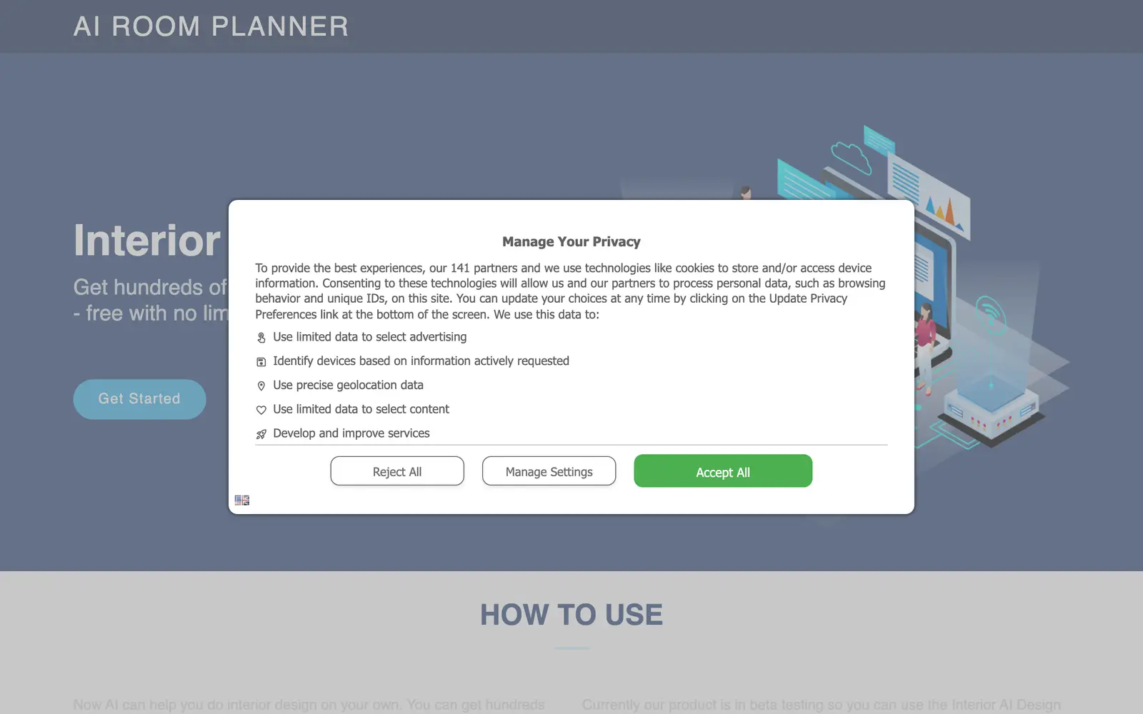Screenshot of the AI Room Planner website