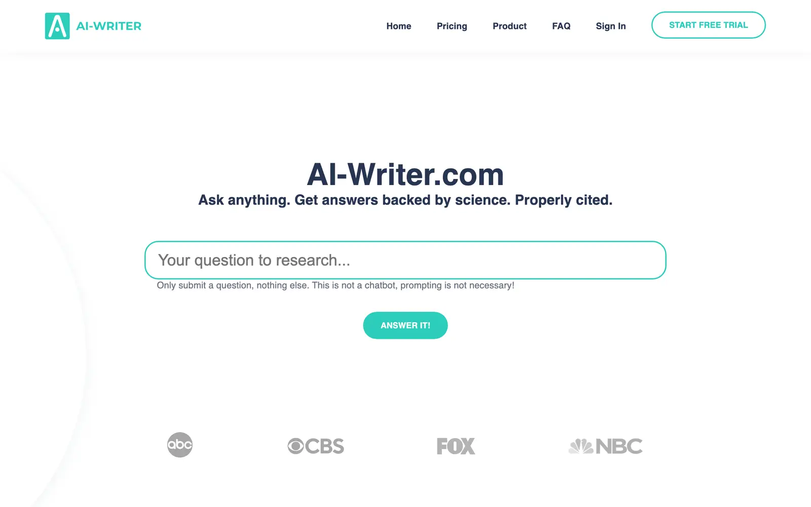 Screenshot of the AI-Writer website