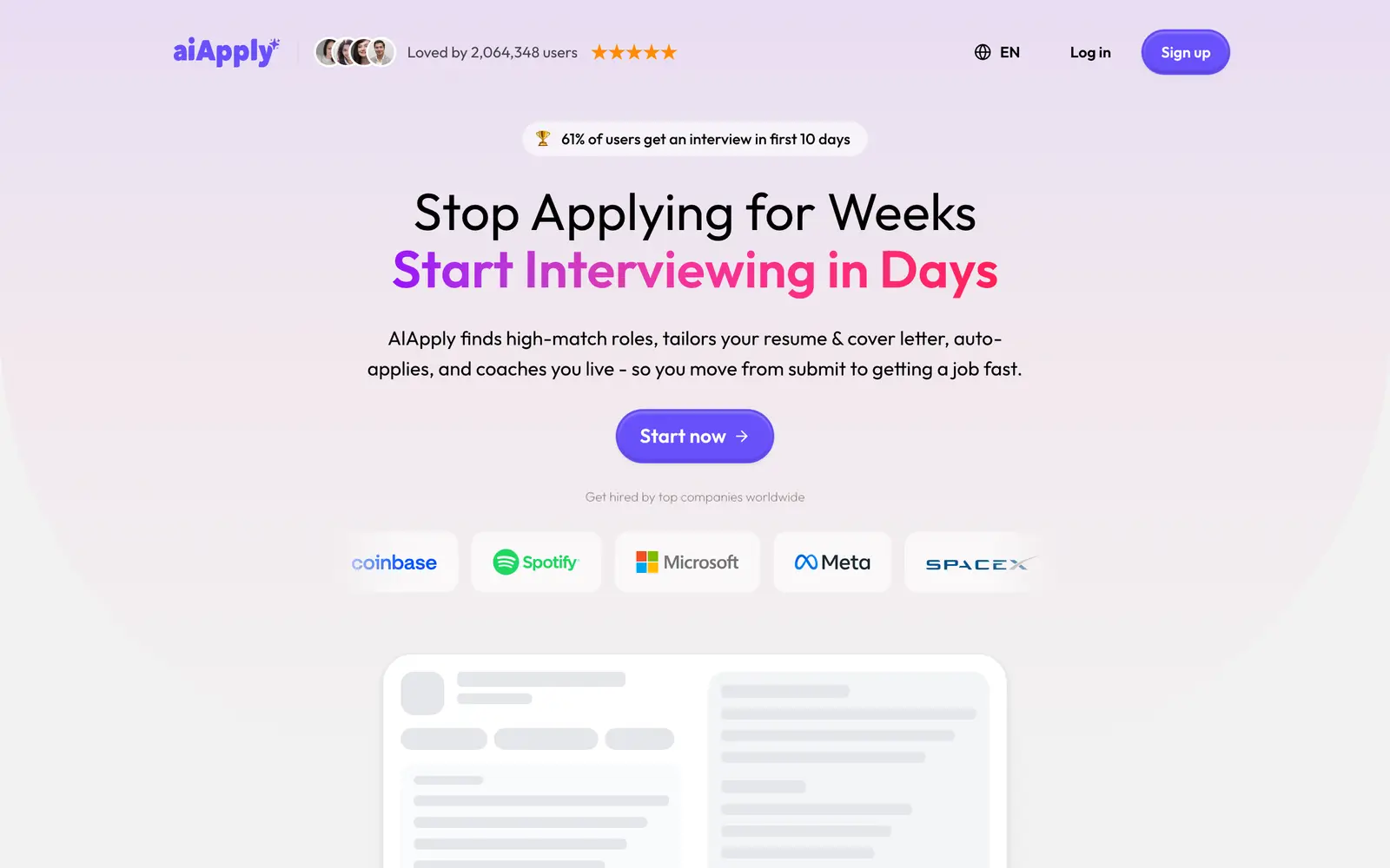 Screenshot of the AIApply website