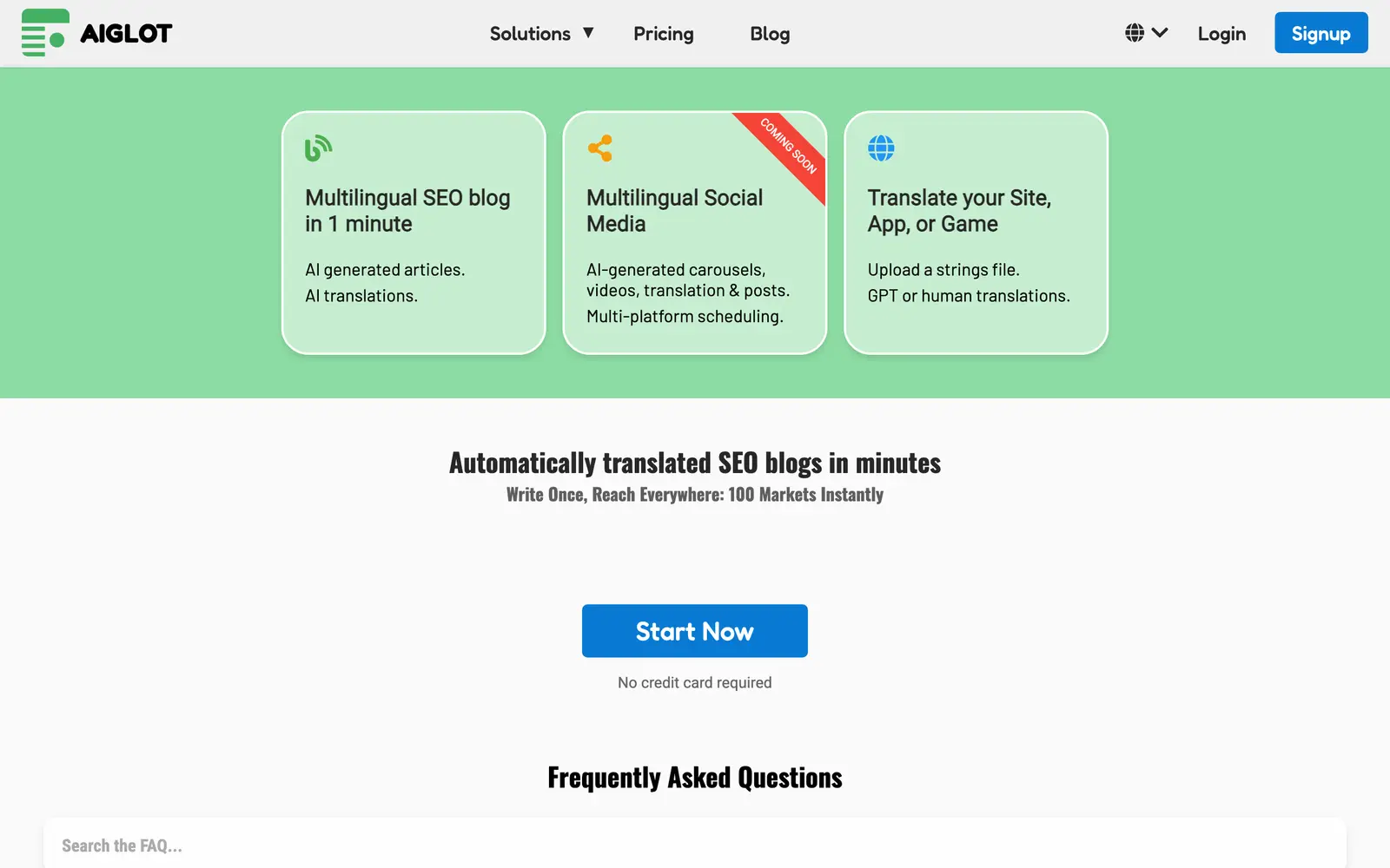 Screenshot of the AIGLOT website
