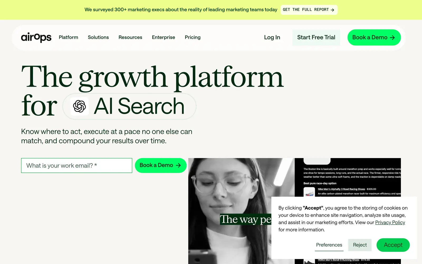 Screenshot of the AirOps website