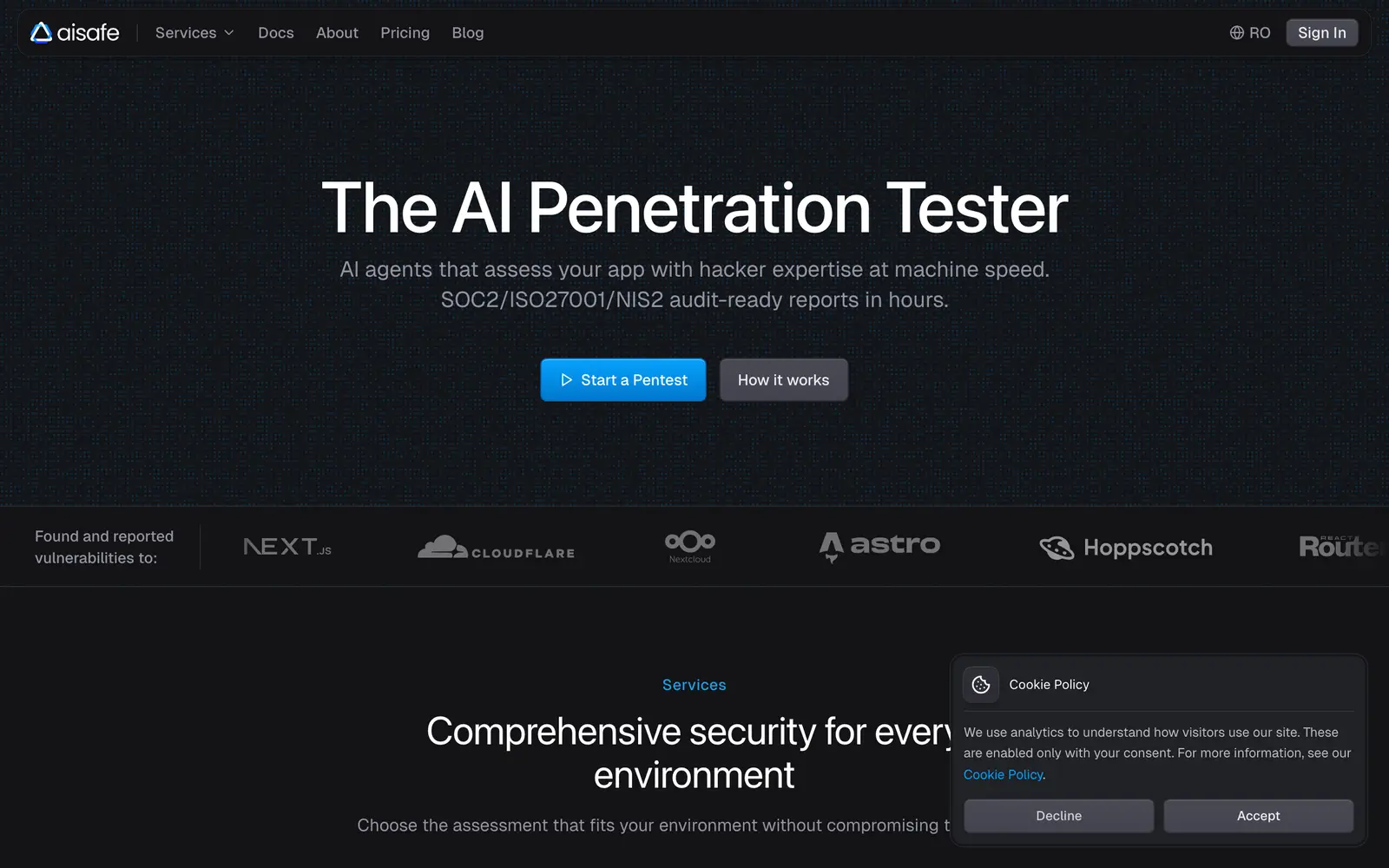 Screenshot of the AISafe Labs website