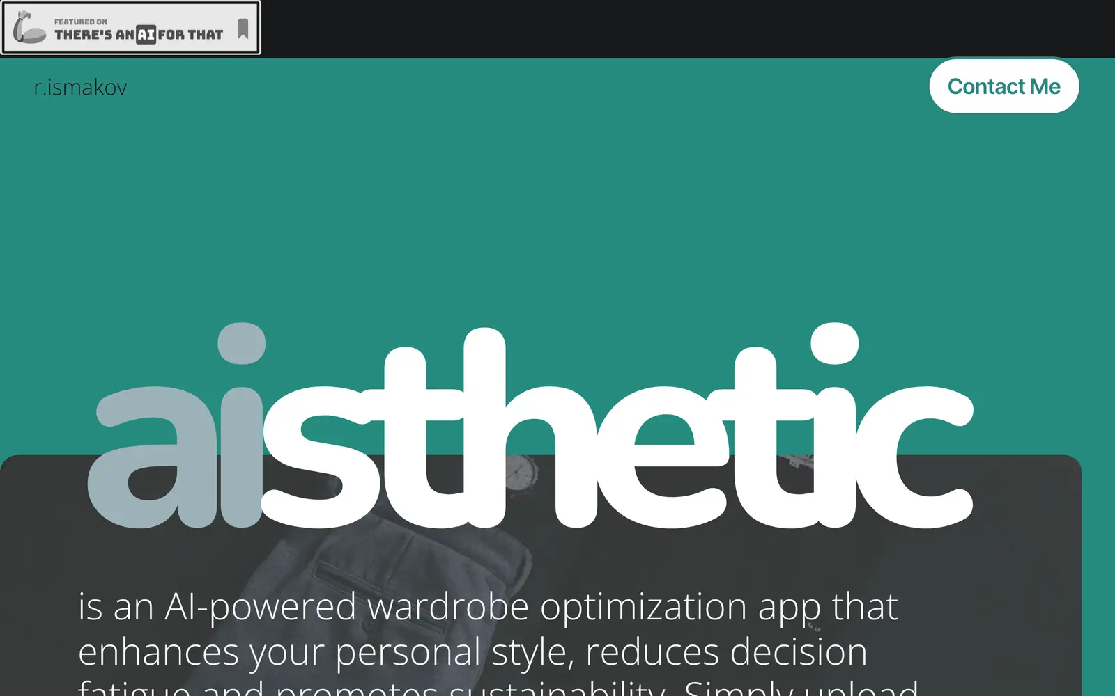 Screenshot of the aisthetic website