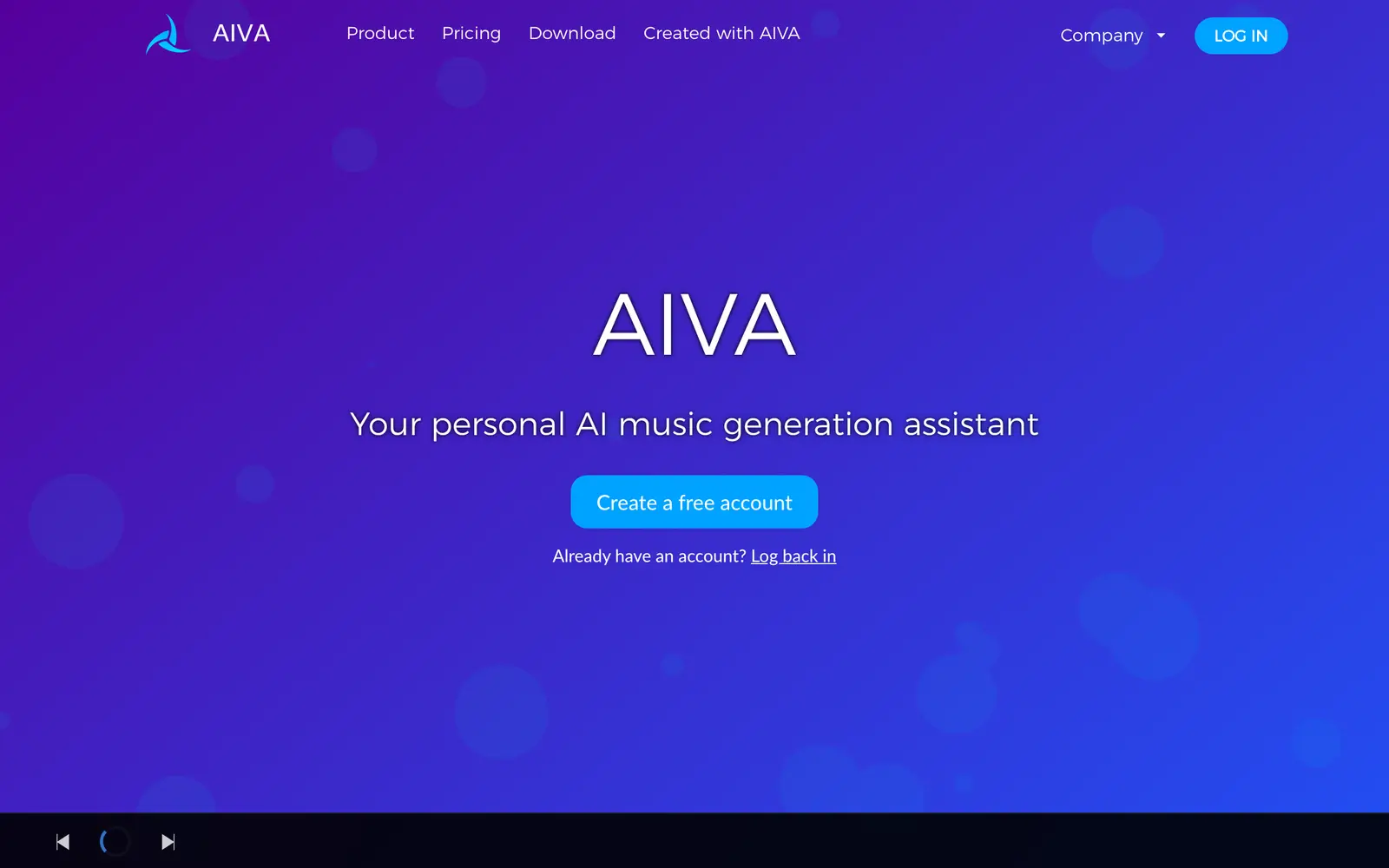 Screenshot of the AIVA website