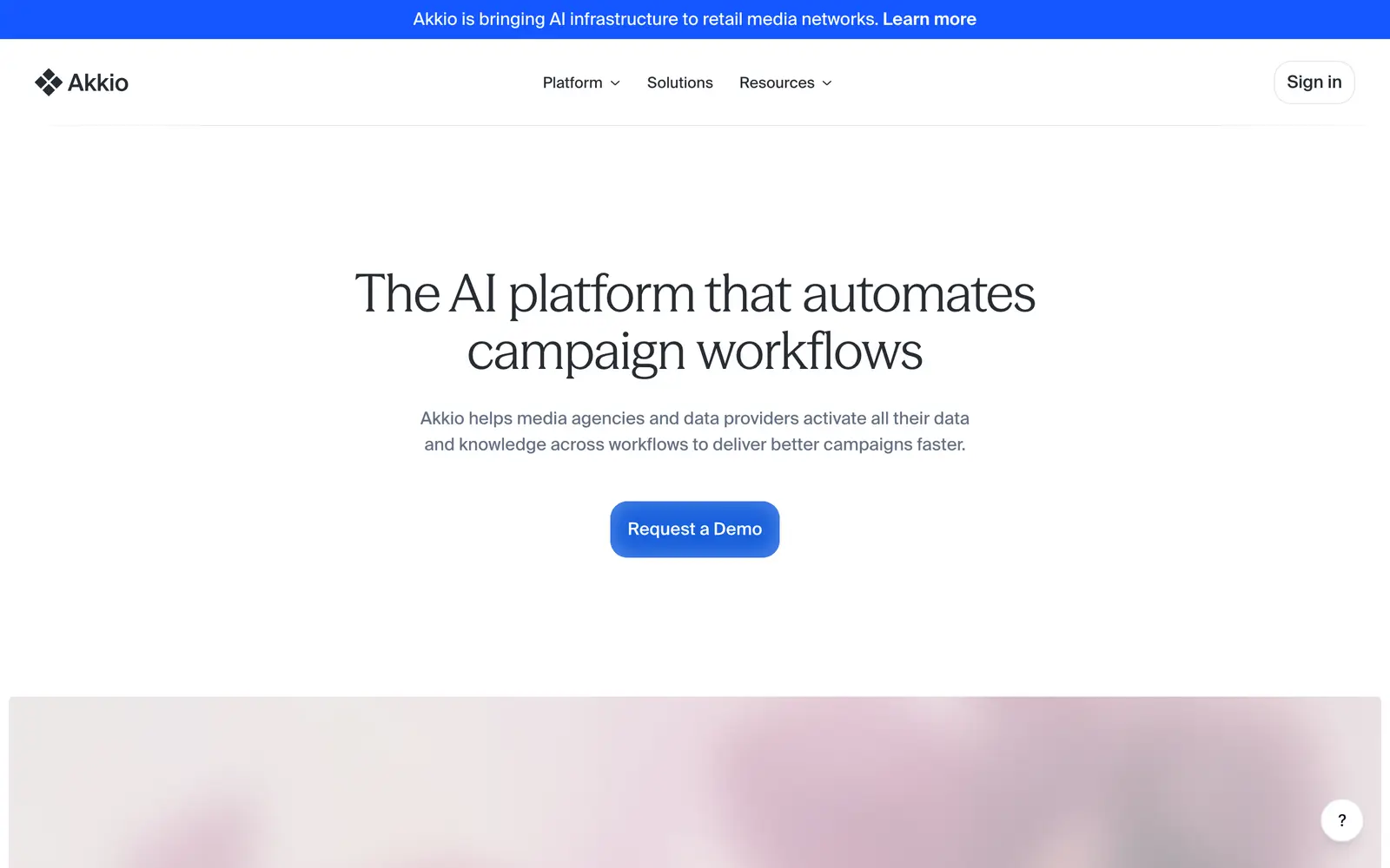 Screenshot of the Akkio website