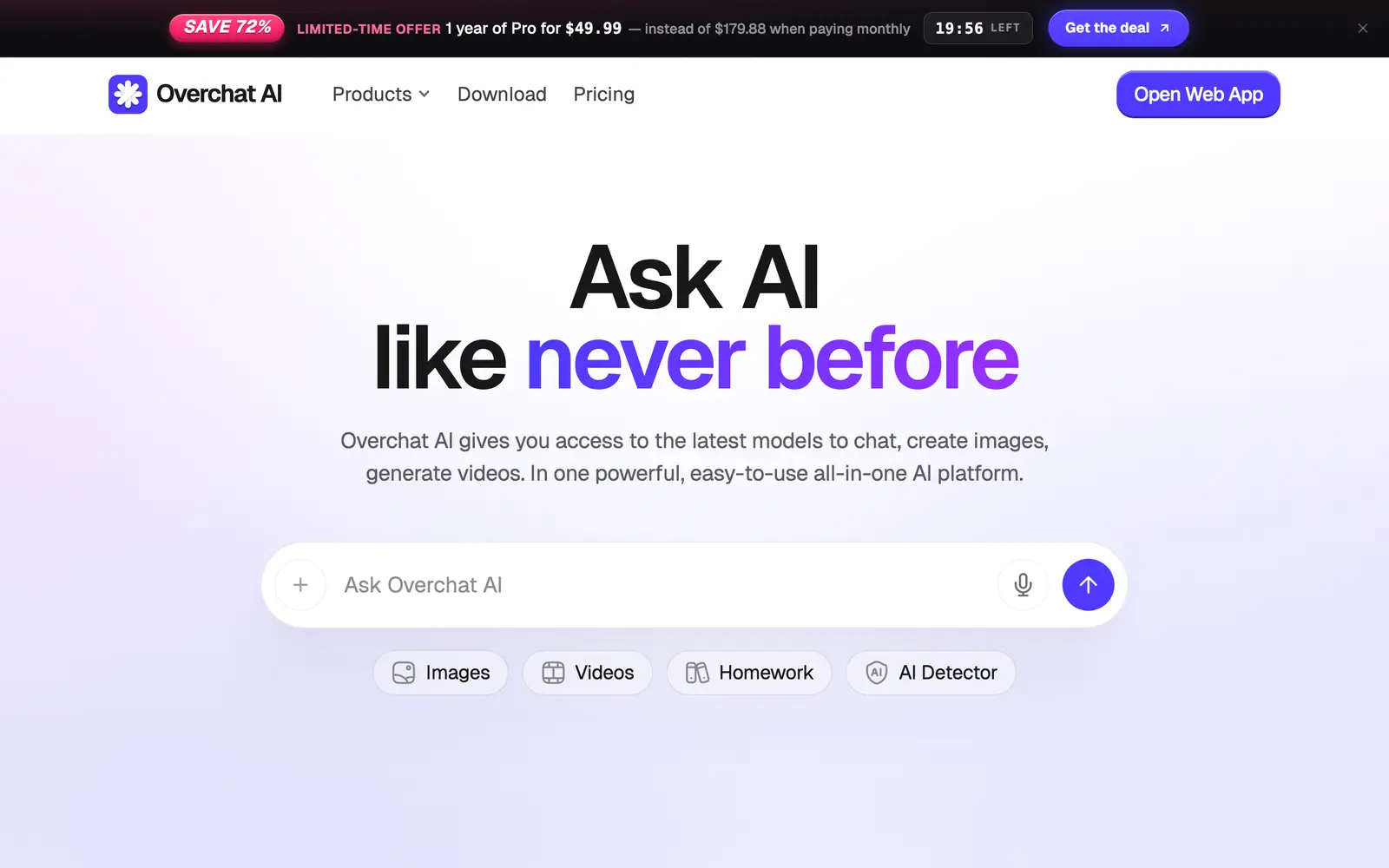 Screenshot of the AmigoChat website