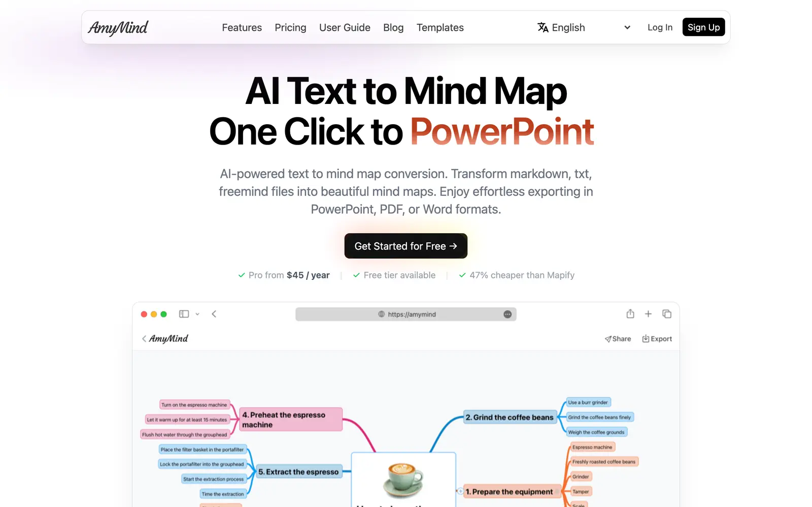 Screenshot of the AmyMind website