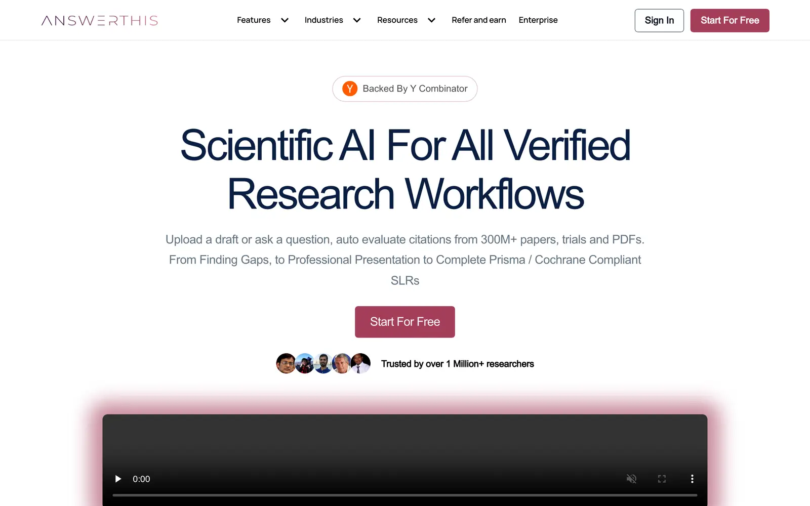 Screenshot of the AnswerThis website