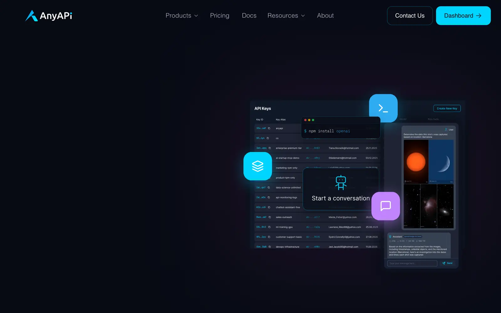 Screenshot of the AnyAPI website