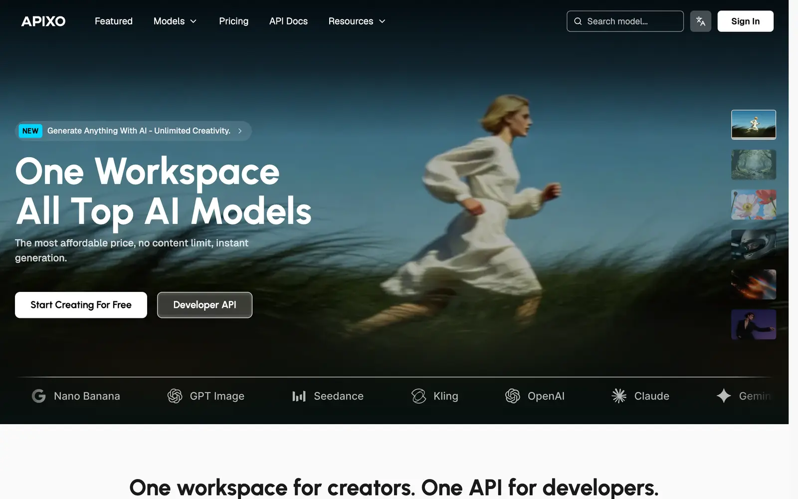 Screenshot of the APIXO website