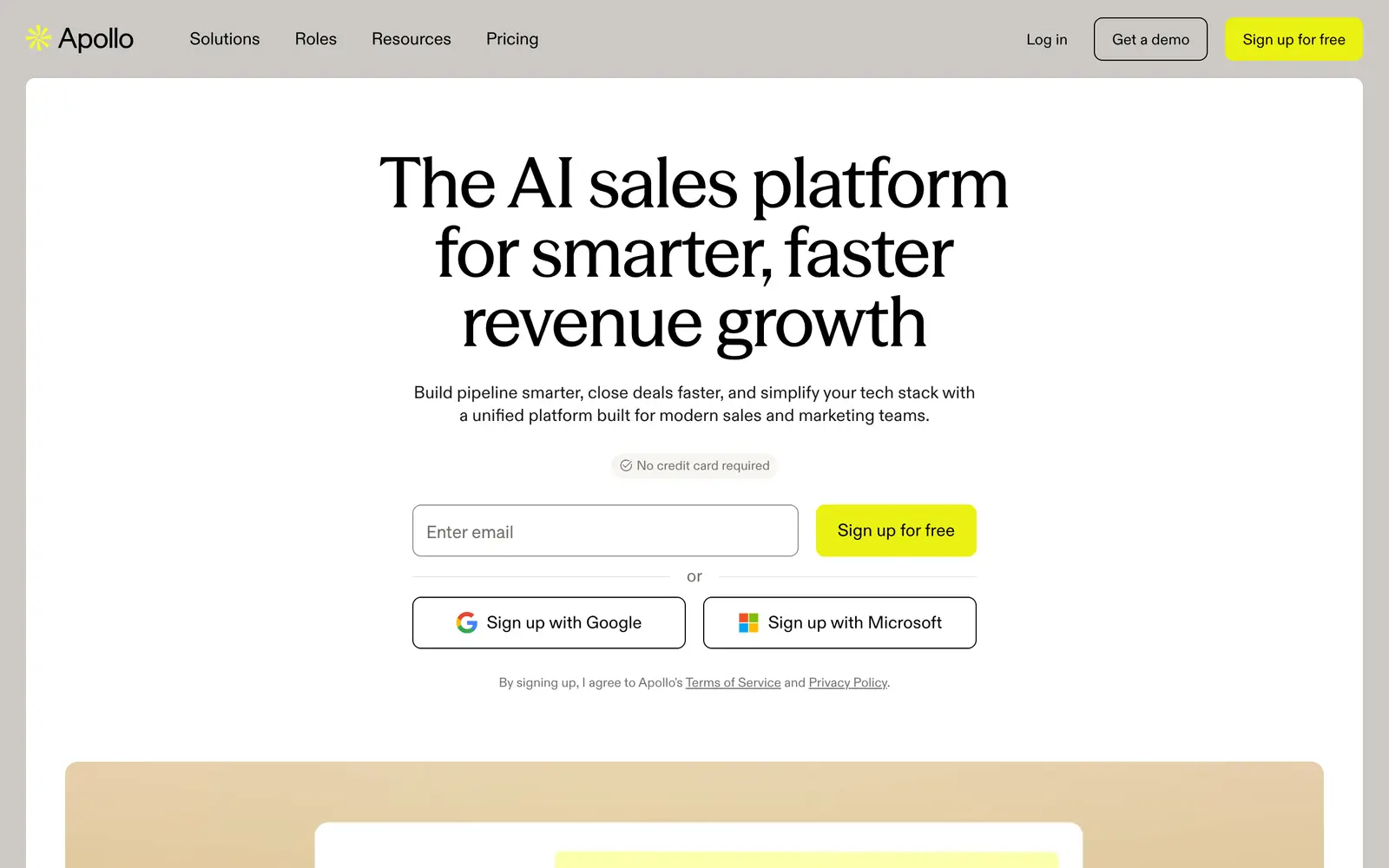 Screenshot of the Apollo.io website