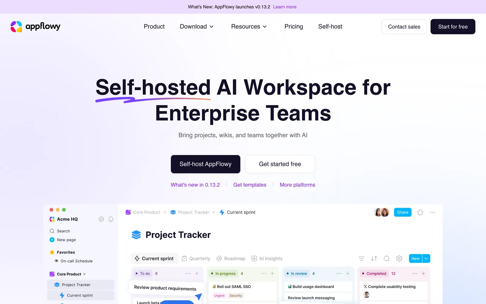 Screenshot of the AppFlowy website