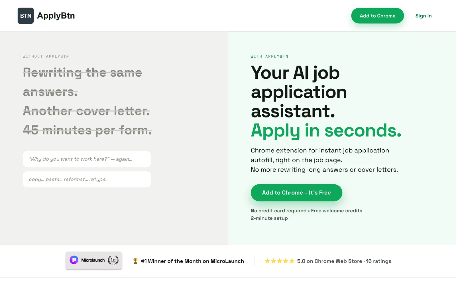 Screenshot of the ApplyBtn website