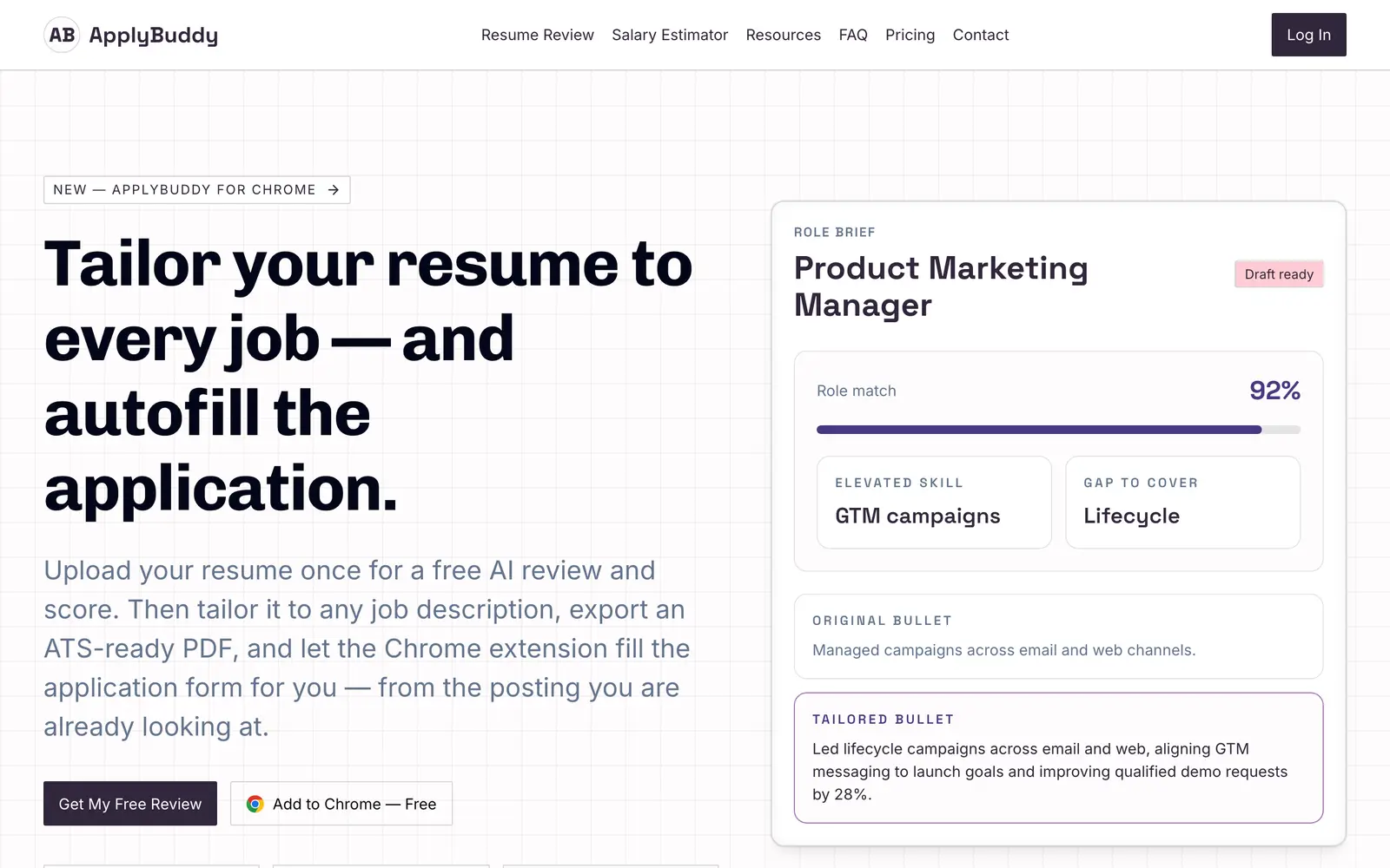 Screenshot of the Apply Buddy AI website