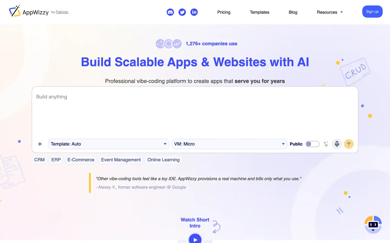 Screenshot of the AppWizzy website
