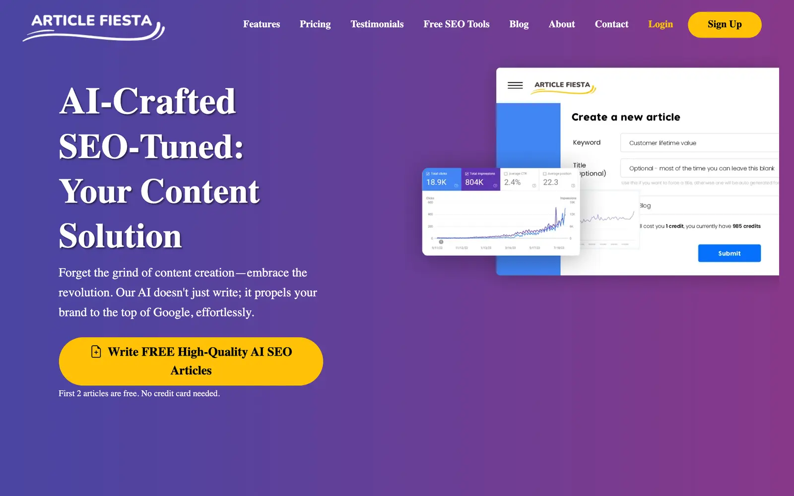 Screenshot of the Article Fiesta website