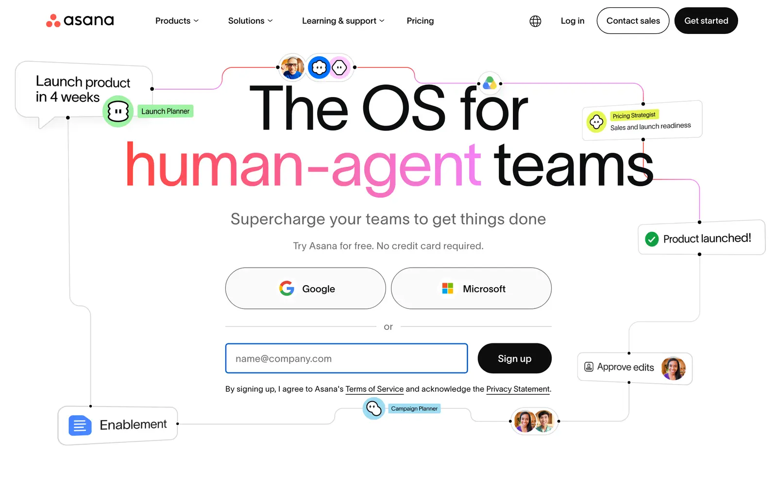 Screenshot of the Asana website
