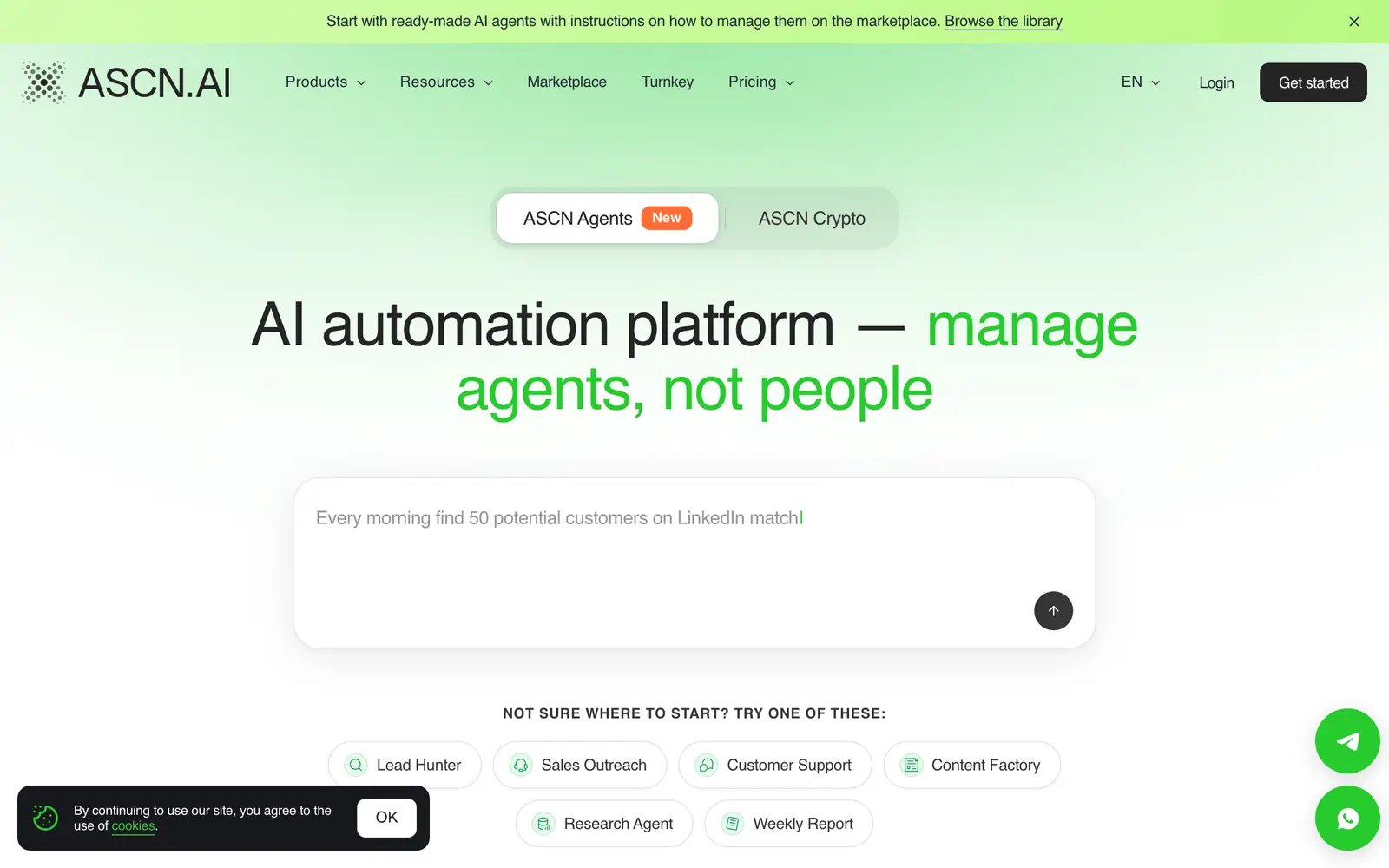 Screenshot of the ASCN.AI website