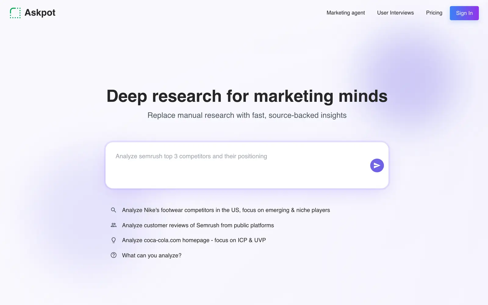 Screenshot of the Askpot website