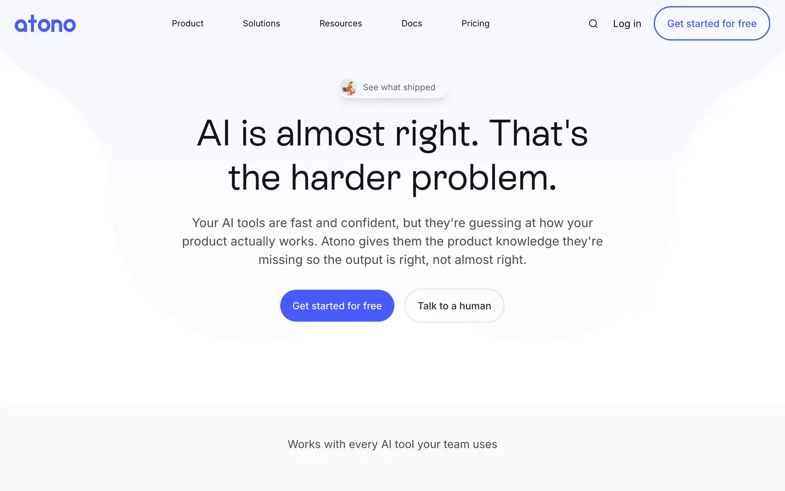 Screenshot of the Atono website