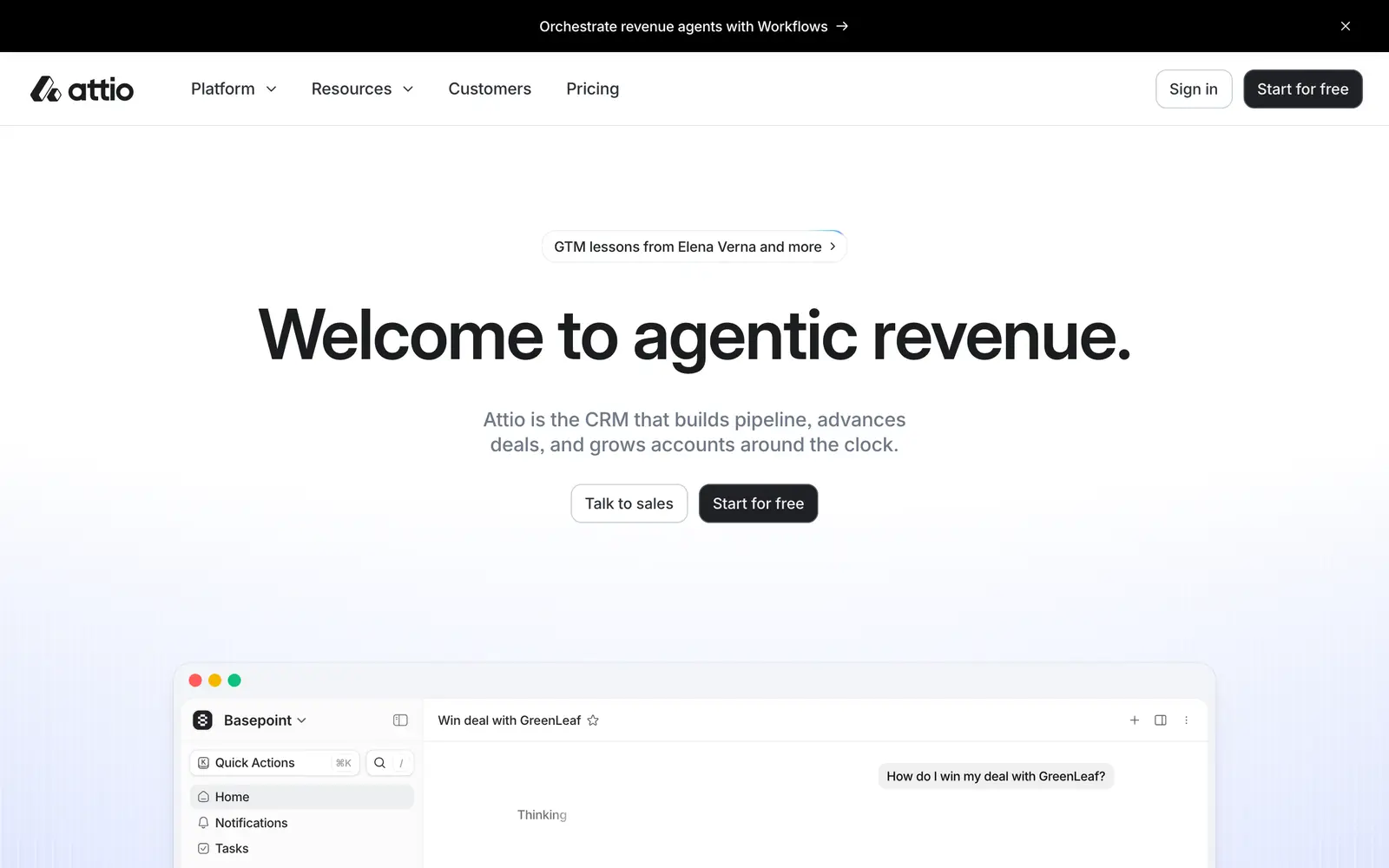 Screenshot of the Attio website