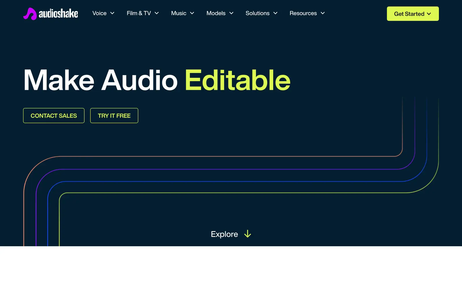 Screenshot of the AudioShake website