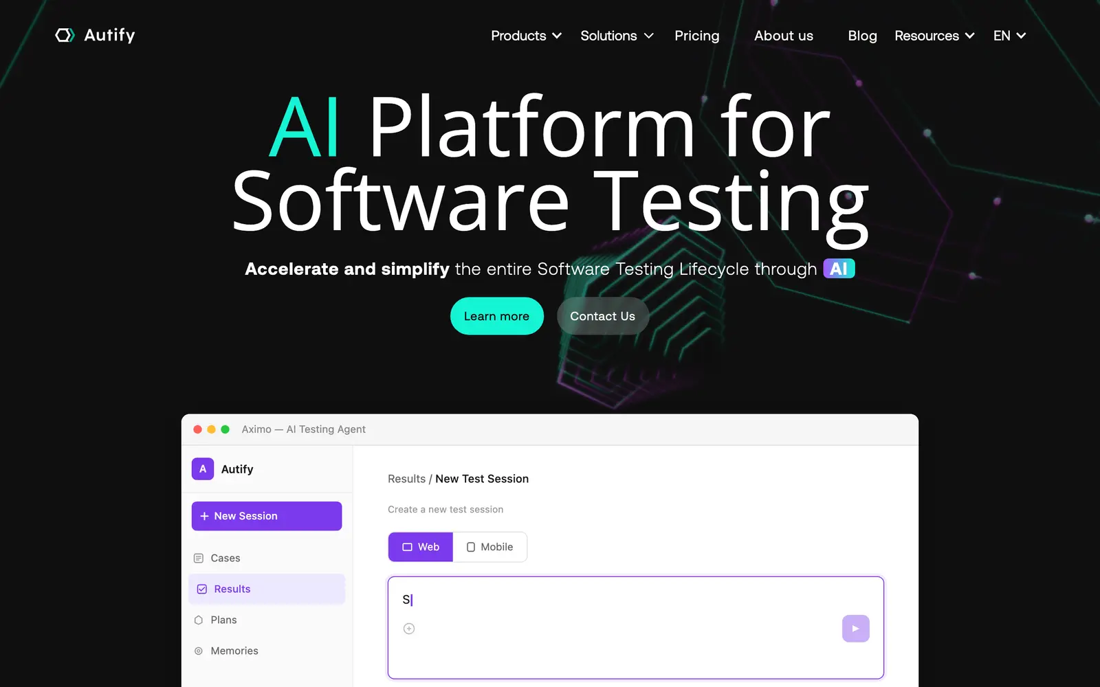 Screenshot of the Autify website