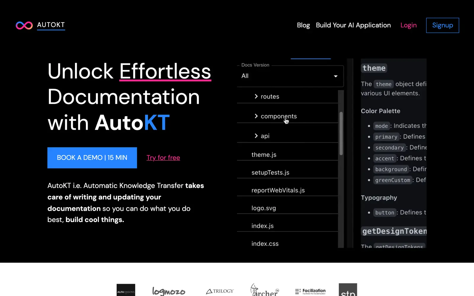 Screenshot of the AutoKT website