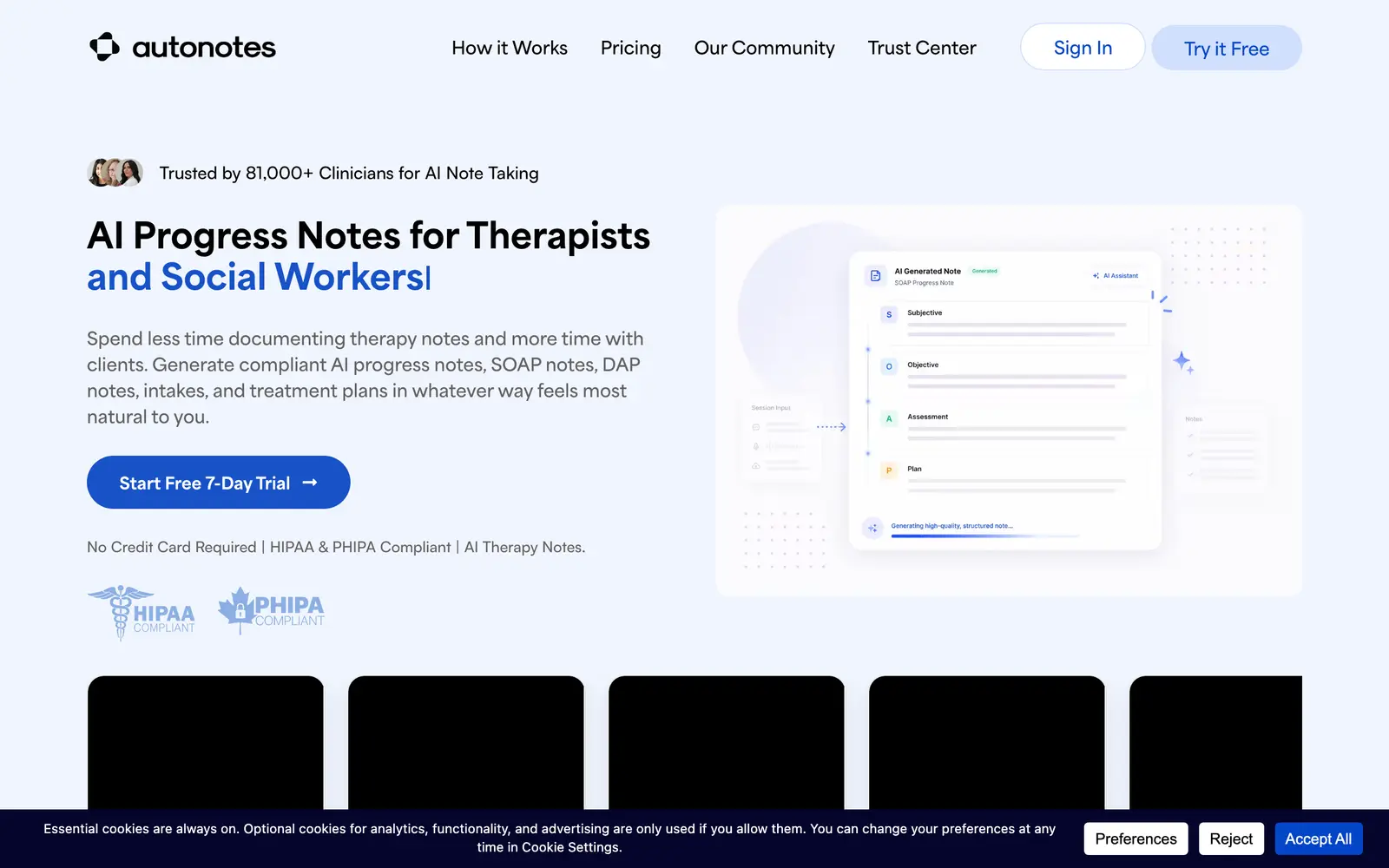 Screenshot of the AutoNotes website