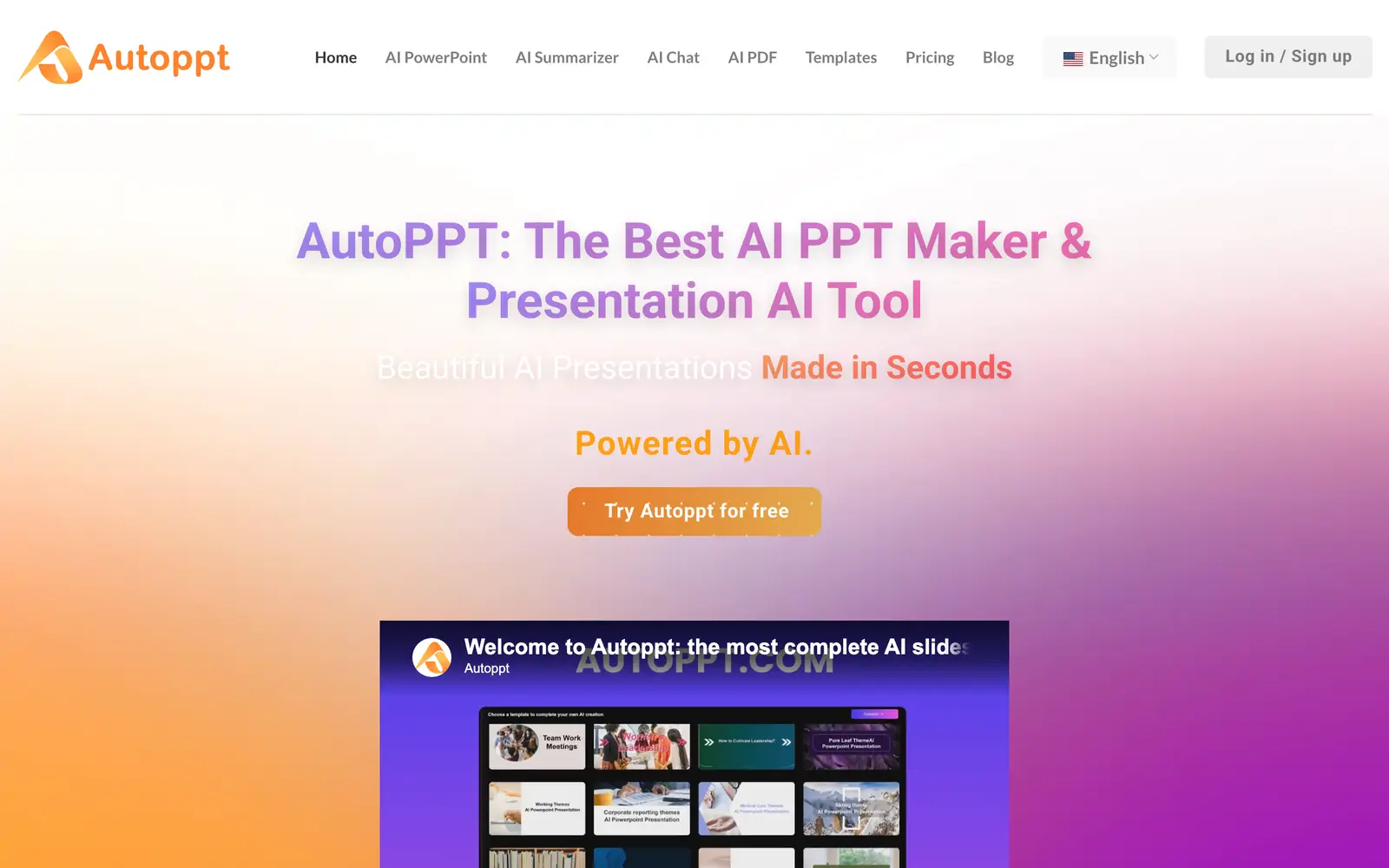 Screenshot of the Autoppt website