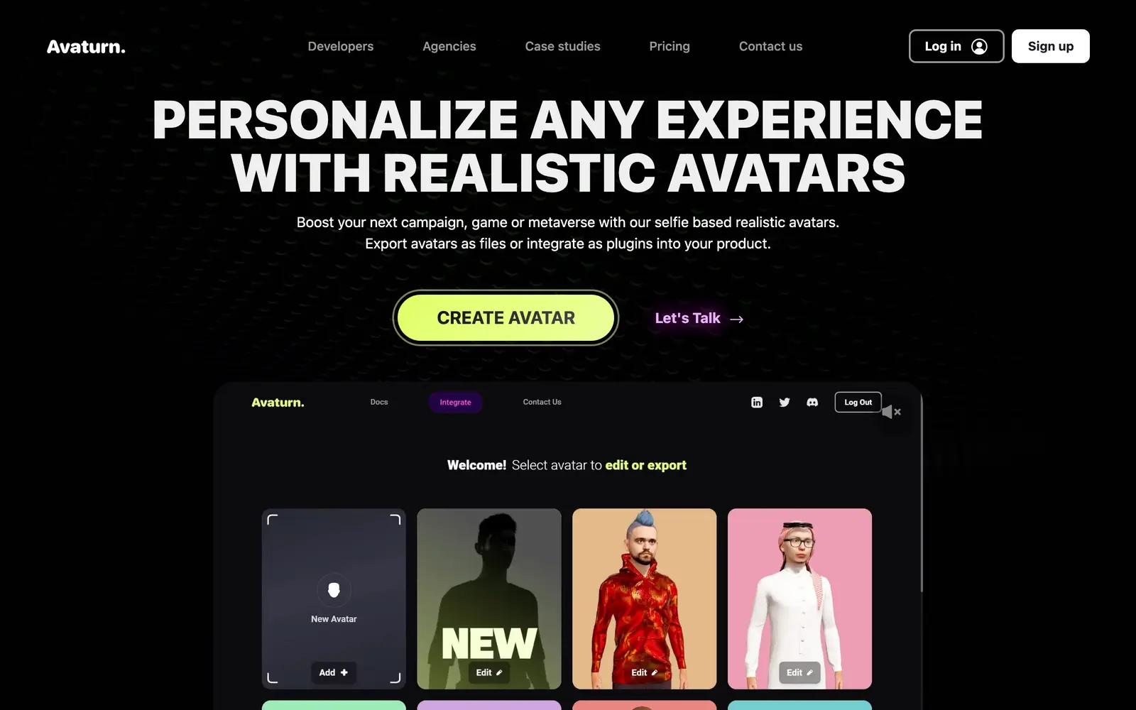 Screenshot of the Avaturn website