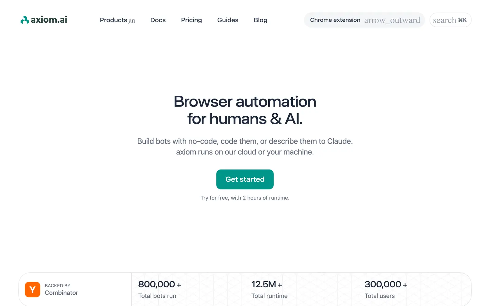 Screenshot of the Axiom website