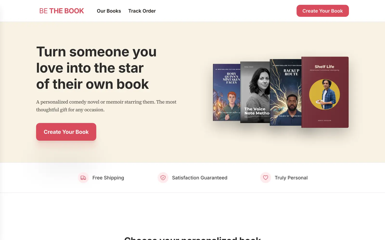 Screenshot of the Be The Book website
